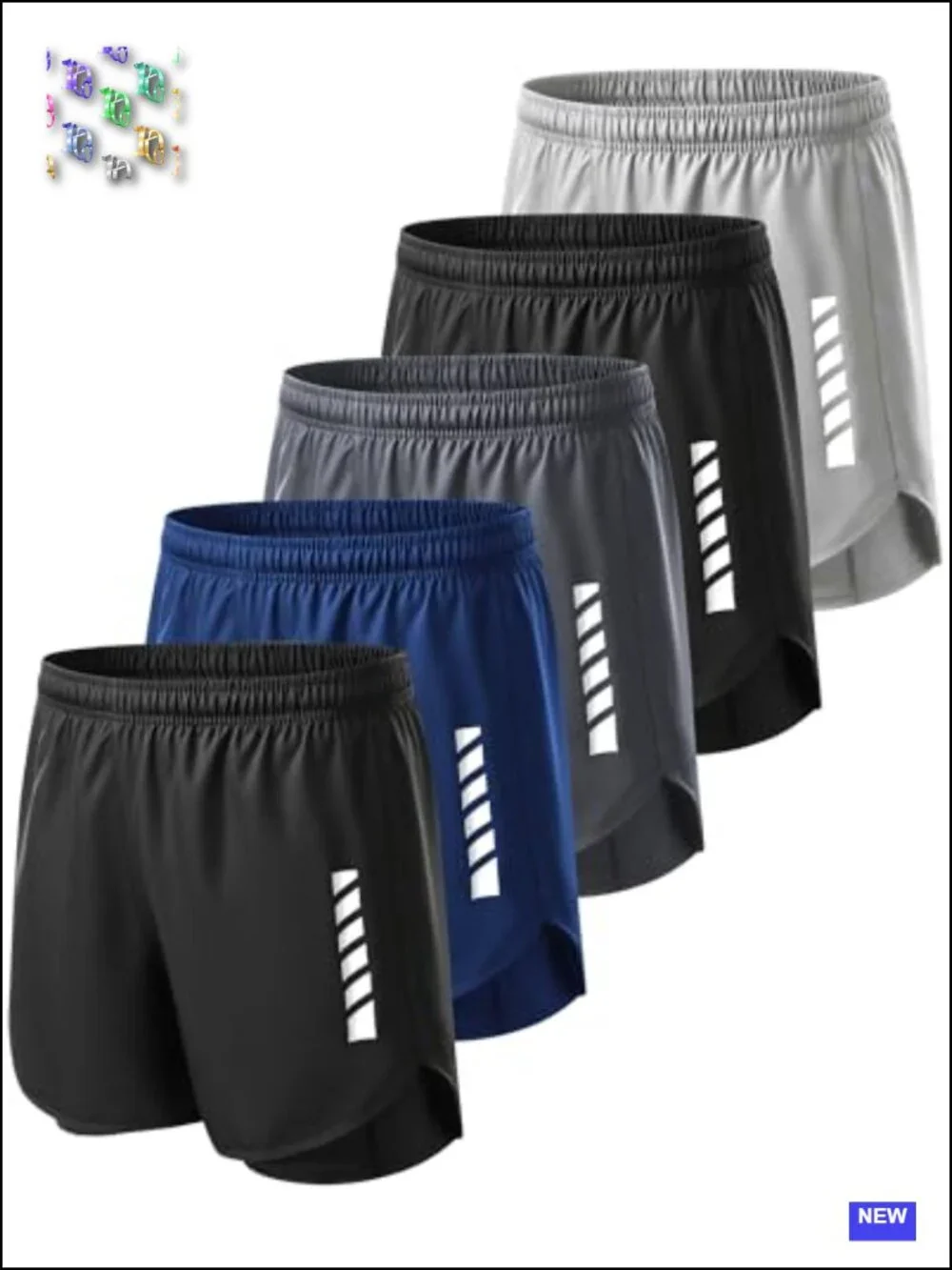 2 in 1 Athletic Running Shorts with Liner Quick Dry 5 Pack